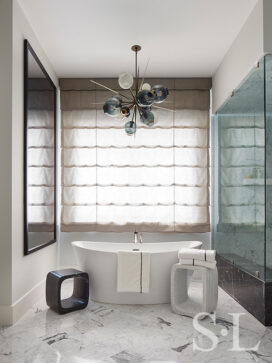 Lincoln Park residence bathroom with view of soaking tub