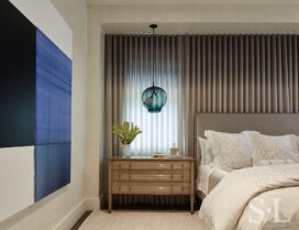 Lincoln Park residence bedroom with painting by Scottish artist Callum Innes