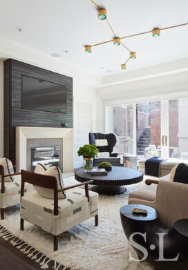 Family room in Lincoln Park residence with furniture by BDDW and light fixture by Jane Hallworth Studio for Blackman Cruz