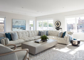 Lincoln Park residence media room with sofa by Paola Navone and photography by Thomas Bangsted