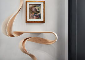 Entryway in Lincoln Park residence with Enignum Shelf by Joseph Walsh and painting by Wolfgang Paalen