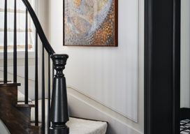 Stairway in Lincoln Park residence with painting by Wolfgang Paalen