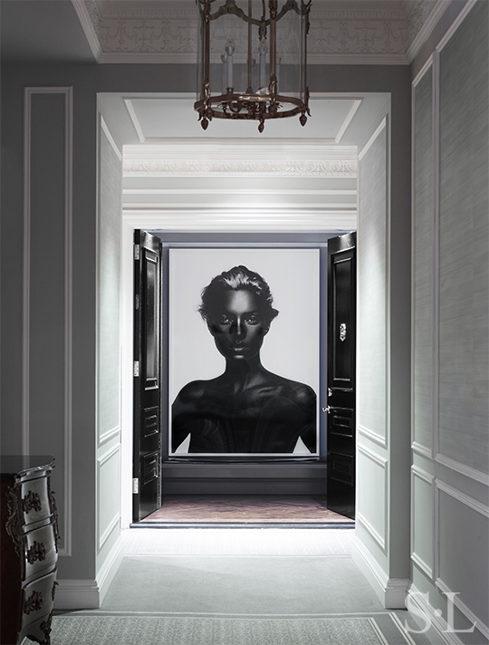 Entry to St. Regis NY owner's suite with artwork by Nick Knight