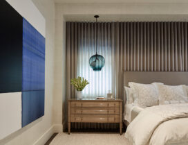 Lincoln Park residence bedroom with painting by Scottish artist Callum Innes