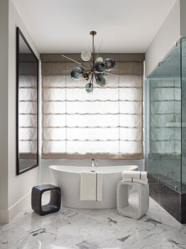 Lincoln Park residence bathroom with view of soaking tub