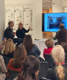 Suzanne Lovell on interior design panel at Waterworks showroom