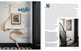 Antiques & Fine Art Magazine spread with entry and stair photos