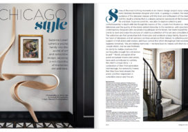 Antiques & Fine Art Magazine spread with entry and stair photos