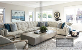 Antiques & Fine Art Magazine spread featuring light-filled media room designed by Suzanne Lovell Inc.