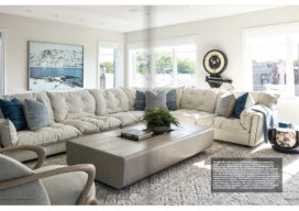 Antiques & Fine Art Magazine spread featuring light-filled media room designed by Suzanne Lovell Inc.