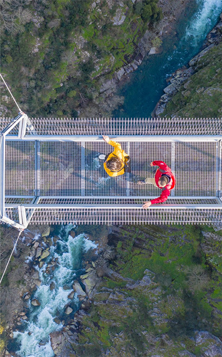Aerial view from the longest suspension bridge in Arouca Geopark