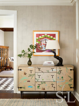 Oak Park Landmark Residence living room detail with custom cabinet by BDDW