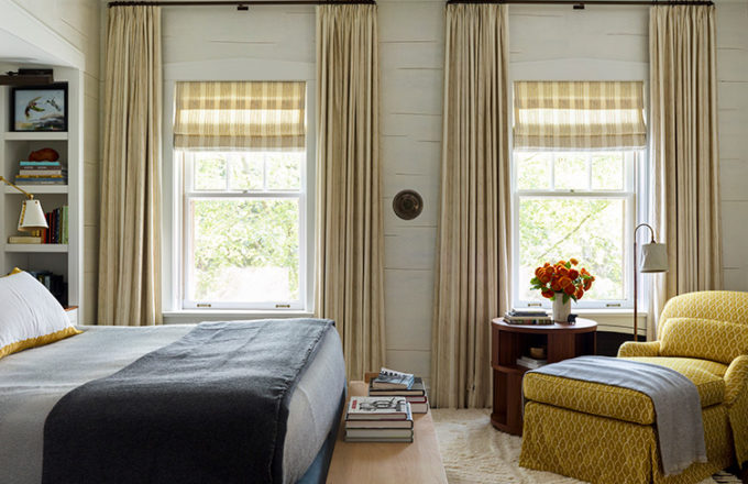 Oak Park Landmark residence primary bedroom with soft, layered palette