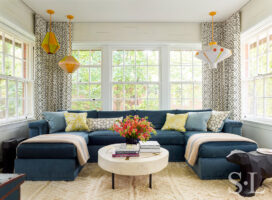 Oak Park Landmark Residence sitting room with Sawkille stump coffee table