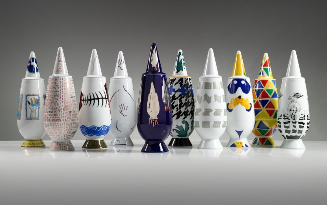 On display- a rare set of 100 Alessi vases - Suzanne Lovell Inc.