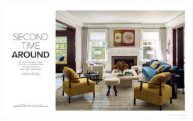 LUXE Magazine feature article featuring residential living room designed by Suzanne Lovell