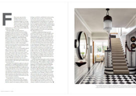 LUXE Magazine feature article featuring residential foyer and stair designed by Suzanne Lovell
