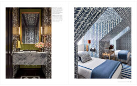 LUXE Magazine feature article featuring residential powder room and guest bedroom interiors designed by Suzanne Lovell