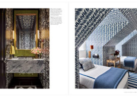 LUXE Magazine feature article featuring residential powder room and guest bedroom interiors designed by Suzanne Lovell