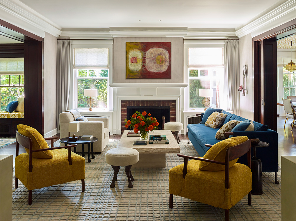 Oak Park Landmark Residence living room with sofa and chairs from BDDW