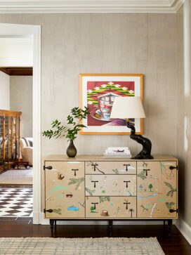 Oak Park Landmark Residence living room detail with custom cabinet by BDDW