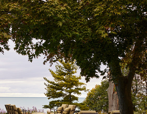Lakeside residence exterior view of Lake Michigan