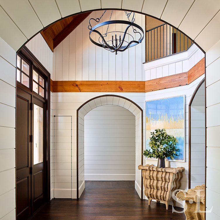 Foyer of luxury vacation residence on Hilton Head Island interior design by Suzanne Lovell