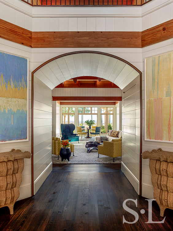 Foyer of luxury vacation residence on Hilton Head Island interior design by Suzanne Lovell