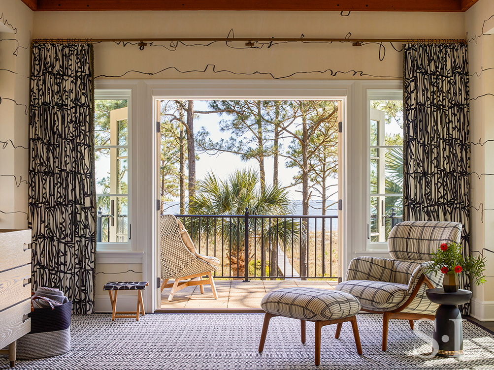 Guest bedroom of vacation residence on Hilton Head Island with sweeping ocean view