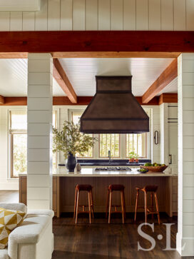 Kitchen of luxury vacation residence on Hilton Head Island with custom range hood