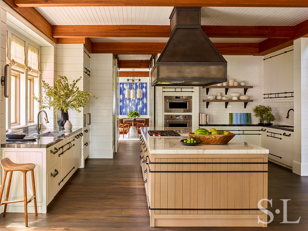 Kitchen of luxury vacation residence on Hilton Head Island with custom Waterworks kitchen