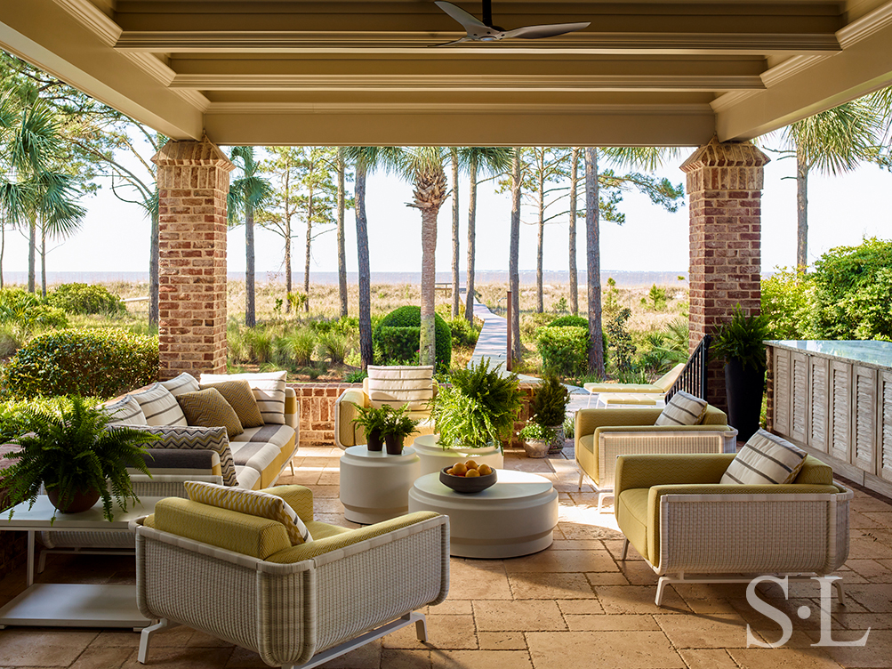 Outdoor living room of luxury vacation residence on Hilton Head Island