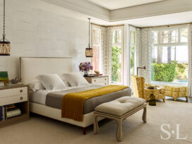 Bedroom of vacation residence on Hilton Head Island with rug by Loro Piana