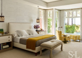Bedroom of vacation residence on Hilton Head Island with rug by Loro Piana