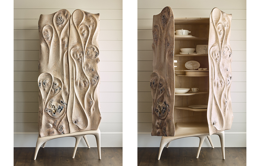 Unique 'Erosion' Cabinet by Joseph Walsh custom designed for Suzanne Lovell Inc. residence