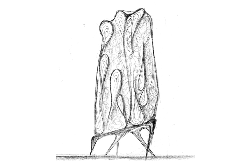 Drawings of 'Erosion' Cabinet by Joseph Walsh custom designed for Suzanne Lovell Inc. residence