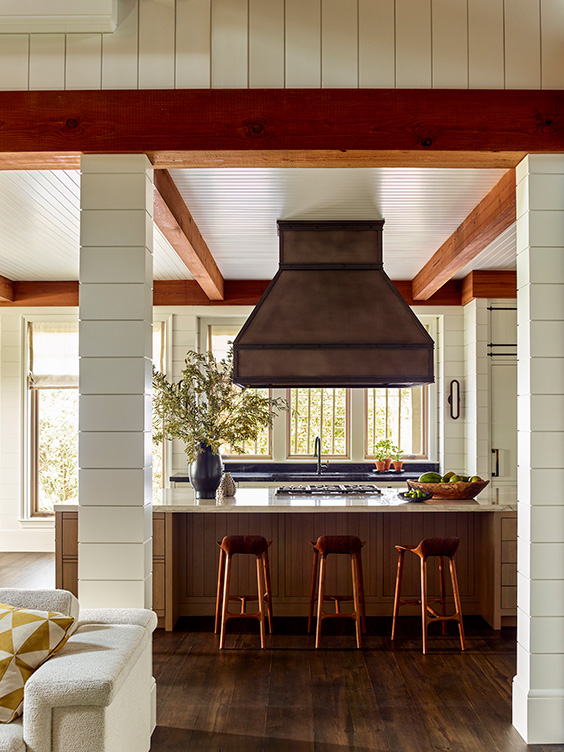 Kitchen of luxury vacation residence on Hilton Head Island with custom range hood