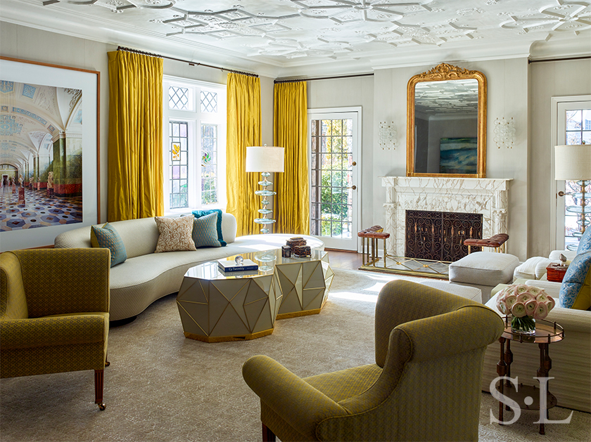 Vladimir Kagan's Serpentine Sofa in the Scarsdale Residence designed by Suzanne Lovell