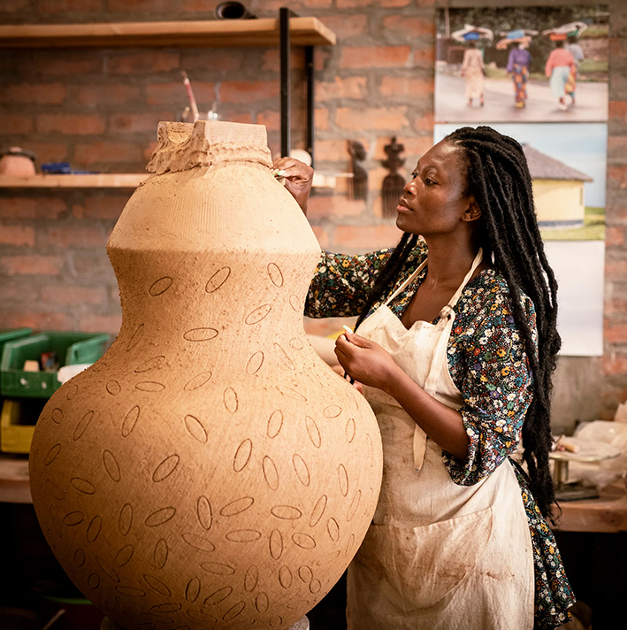 Zizipho Poswa at work in her studio