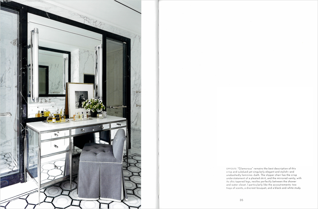 ‘The Ultimate Bath’ book spread featuring a glamorous New York bathroom by Suzanne Lovell