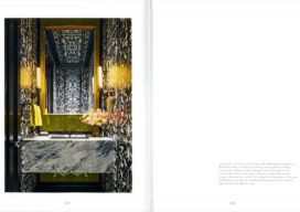 ‘The Ultimate Bath’ book spread featuring a contemporary powder room by Suzanne Lovell
