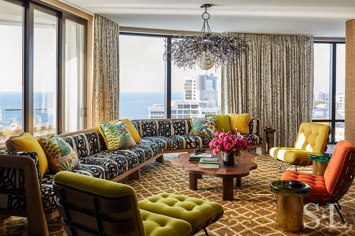 Cabana room of Naples penthouse designed by Suzanne Lovell