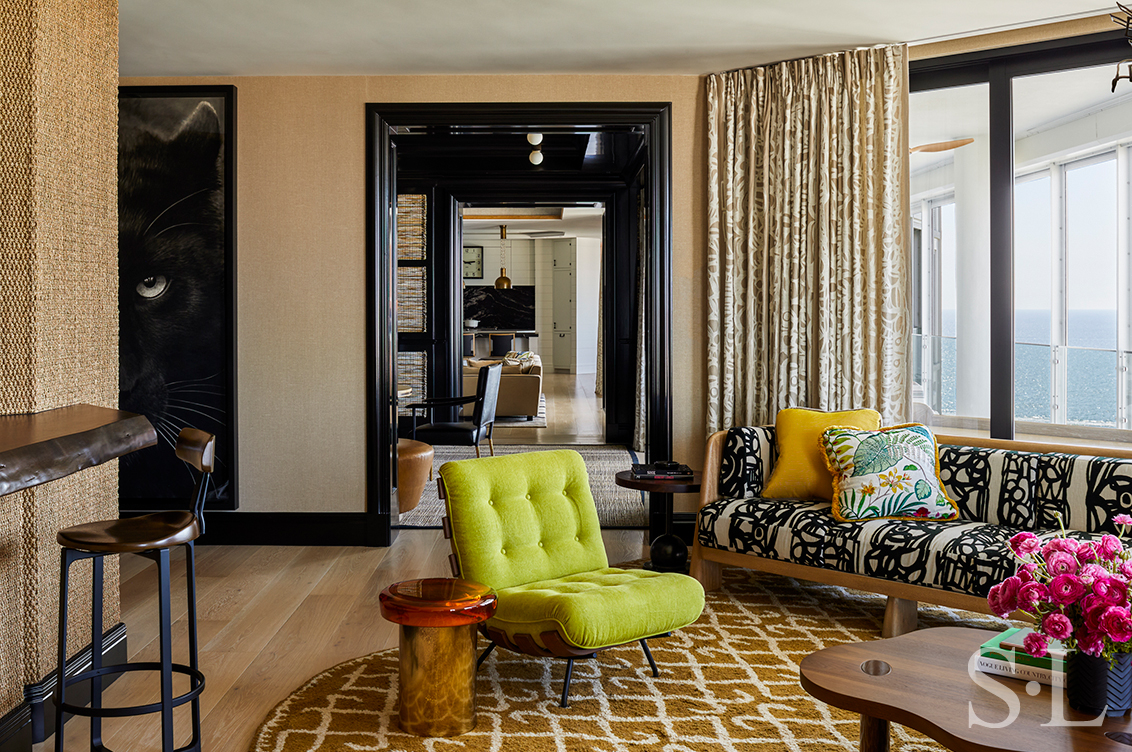 Cabana room of Naples penthouse designed by Suzanne Lovell