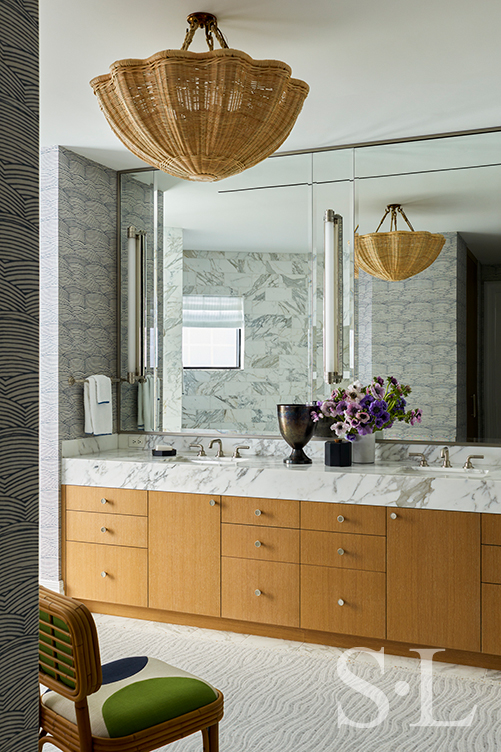 Guest suite bathroom of Naples penthouse designed by Suzanne Lovell