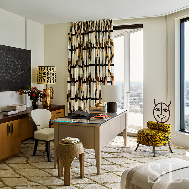 Home office in Naples penthouse designed by Suzanne Lovell