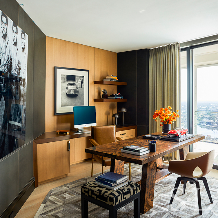 Home office of Naples penthouse designed by Suzanne Lovell