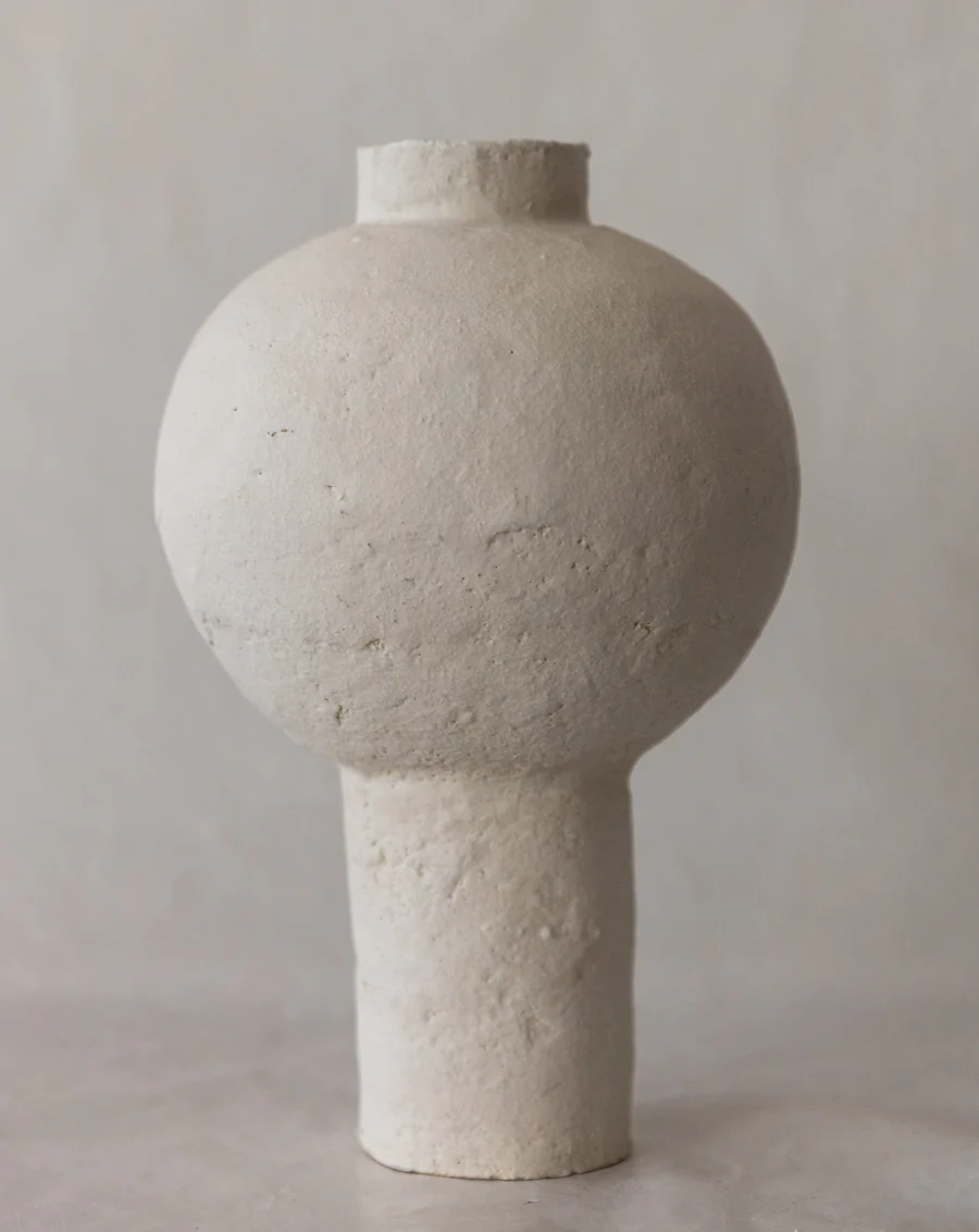 Tall Moon Jar, White Sculpture clay, porcelain skip, and clear glaze.