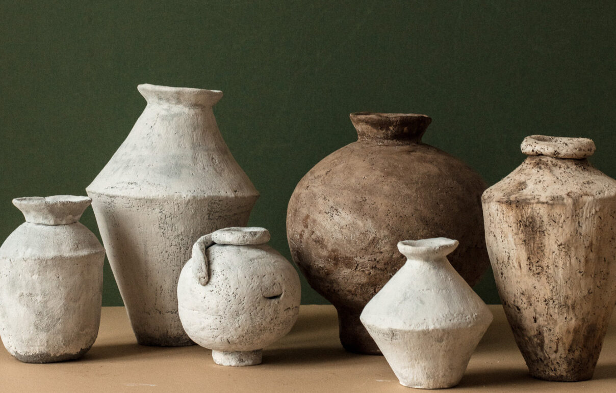 A beautiful grouping of Golovina's vessels and jars.