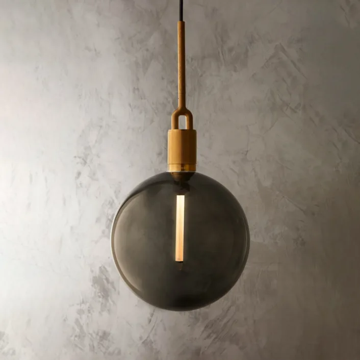 Forked Pendant, Smoked brass, globe large pendant. Available in brass, steel, and gunmetal.