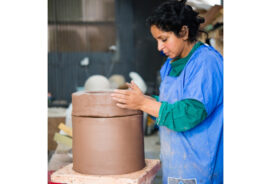 Halima Cassell at work in her studio